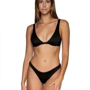 B Swim‎ by Elizabeth Turner Panther Julie ribbed black bikini top D cup new